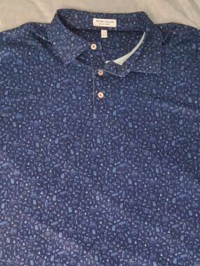 Peter Millar Summer Comfort Polo Mens Large Vegas Print Performance Golf